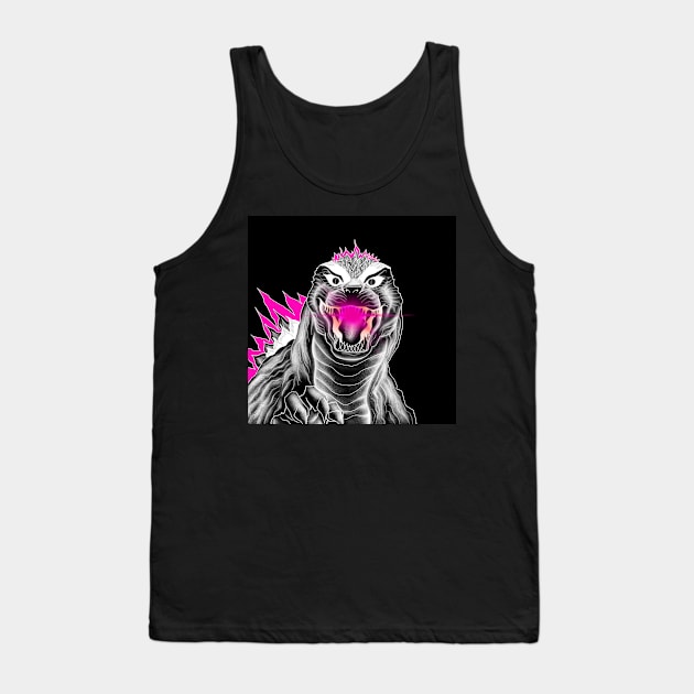 happy punk kaiju godzilla in pink style Tank Top by jorge_lebeau